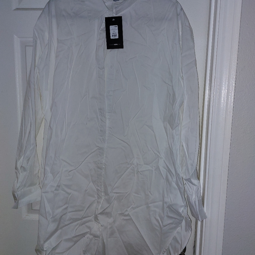 NWT 1xl fashion nova white shirt dress